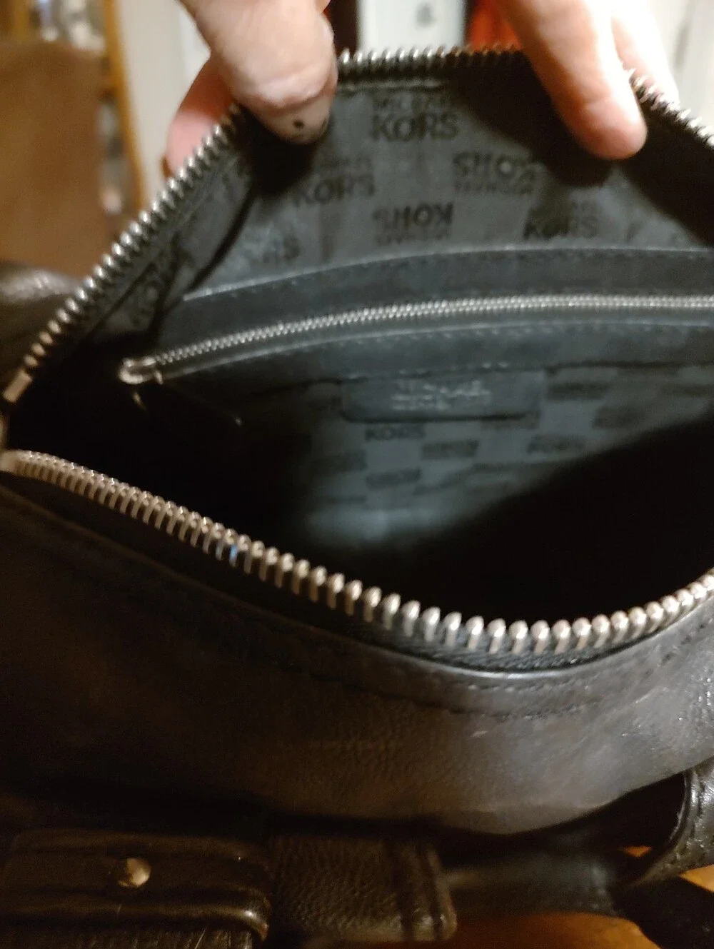 Michael Kors Black Leather Double Front-Pocket Satchel